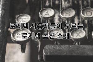 로지텍 사용자들이 모르는 로지텍 옵션 소개.